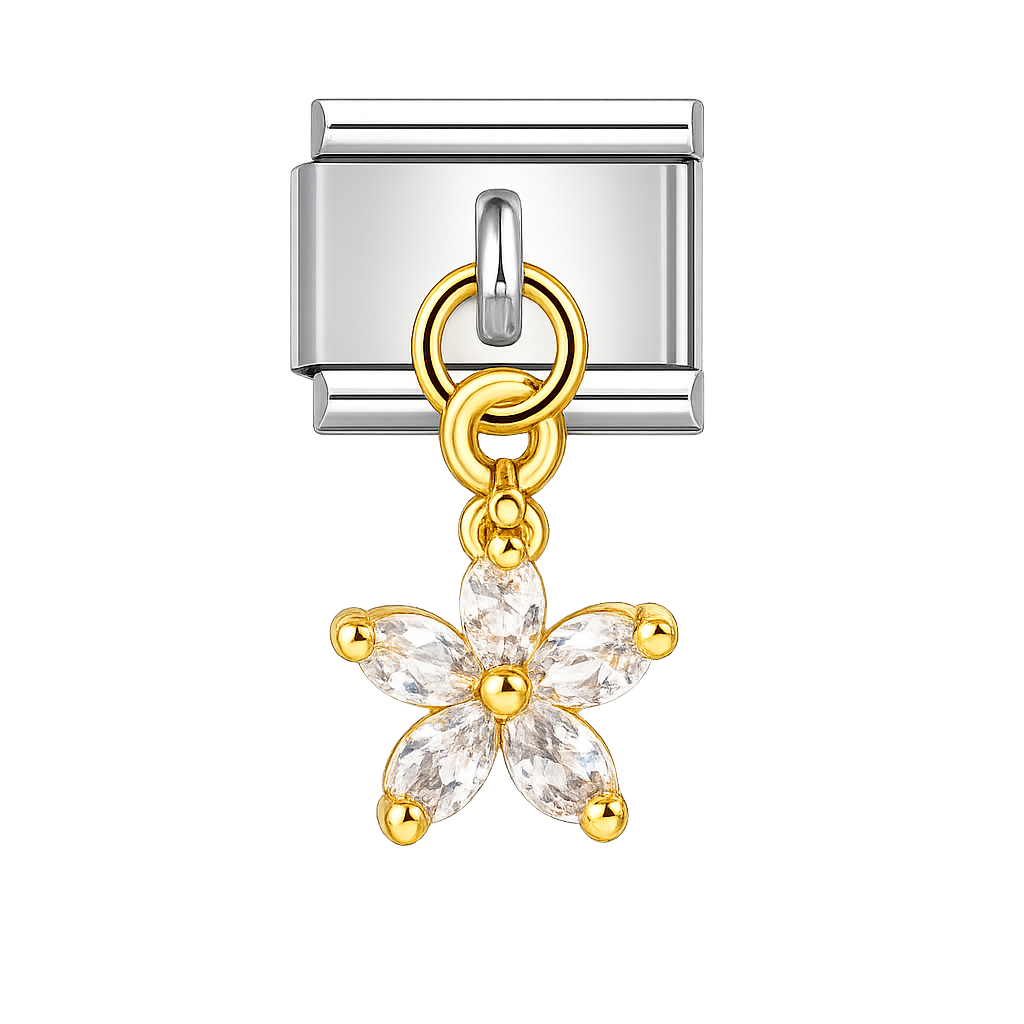Charm colgante flor plateada