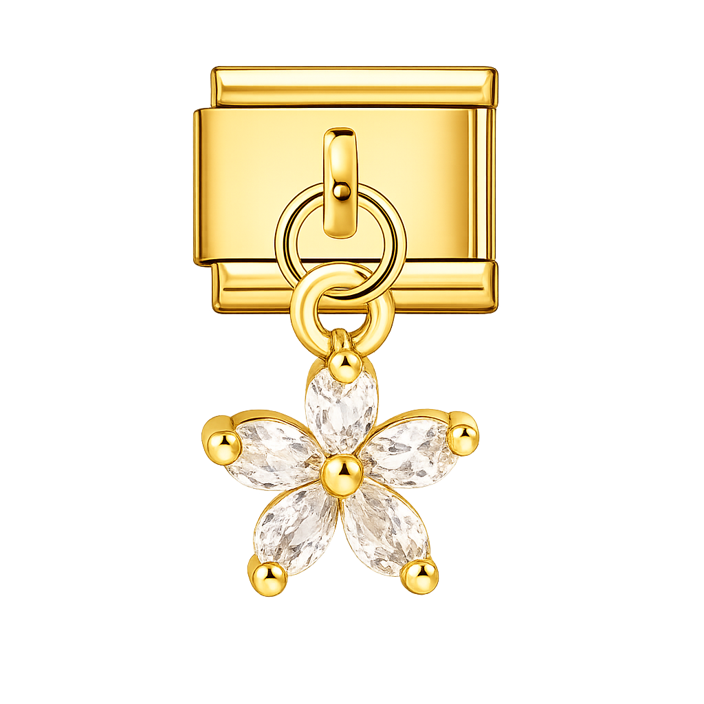 Charm colgante flor plateada