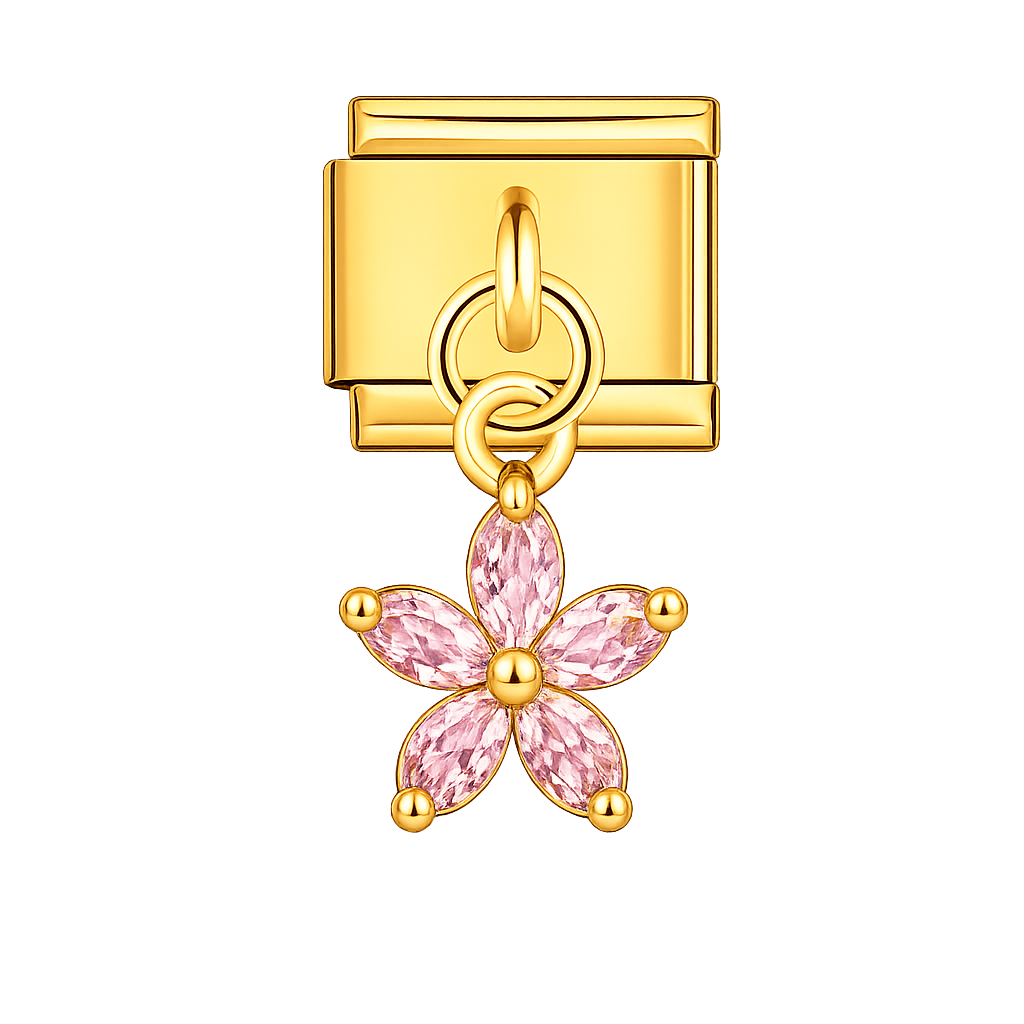 Charm colgante flor rosada