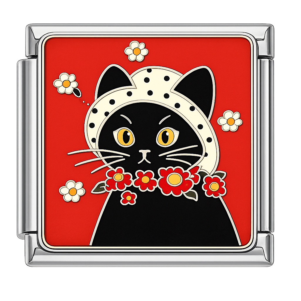 Charm gata negra coqueta