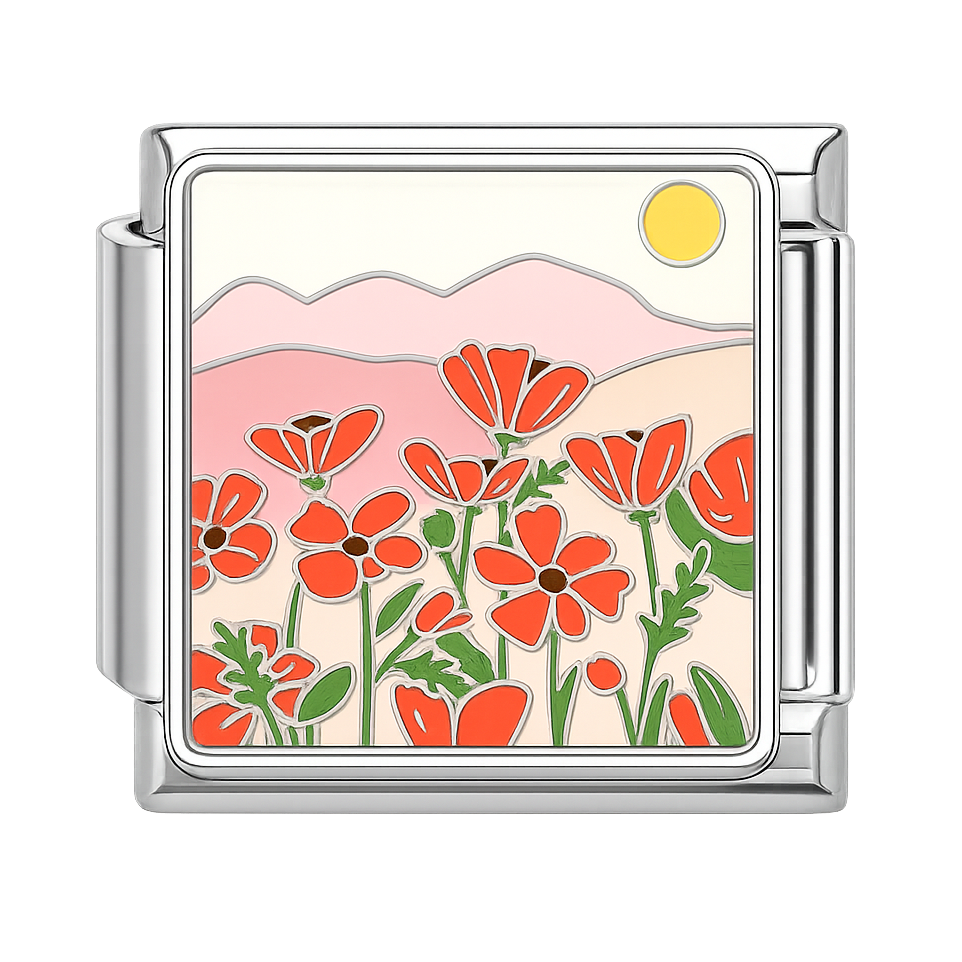 Charm flores rojas