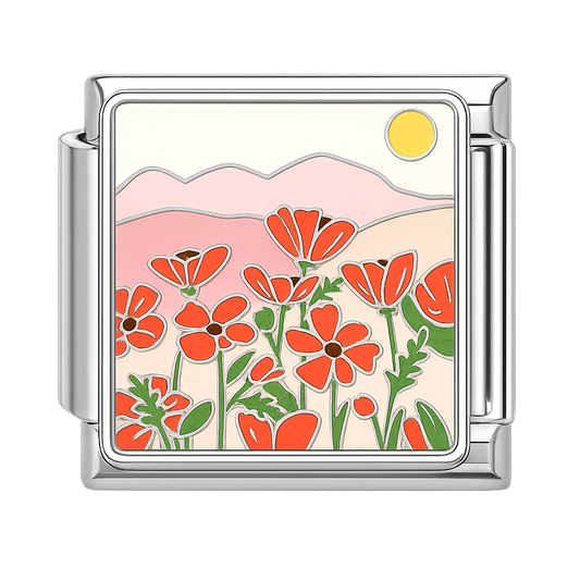 Charm flores rojas