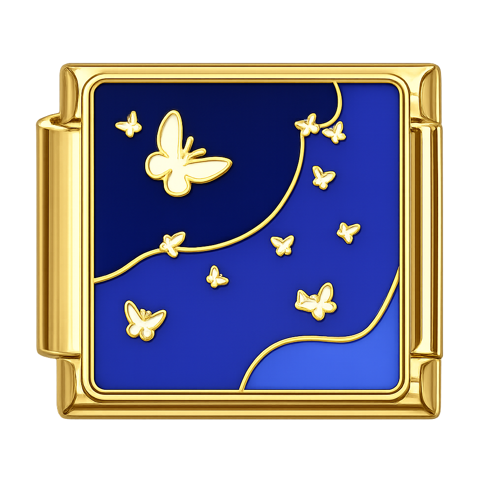 Charm azul con mariposas blancas