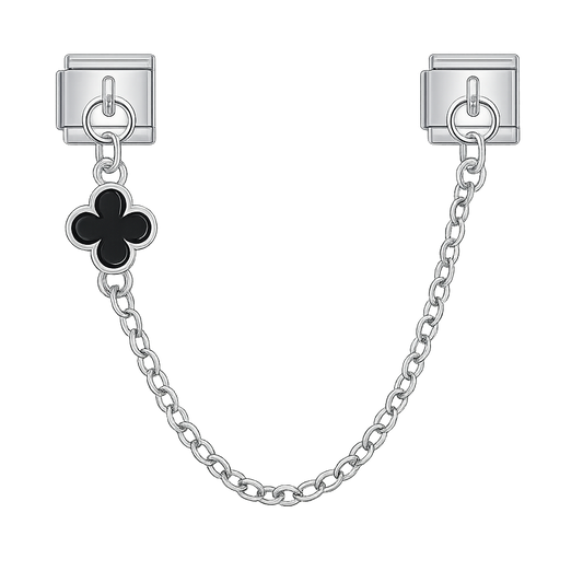 Charm cadena trébol negro
