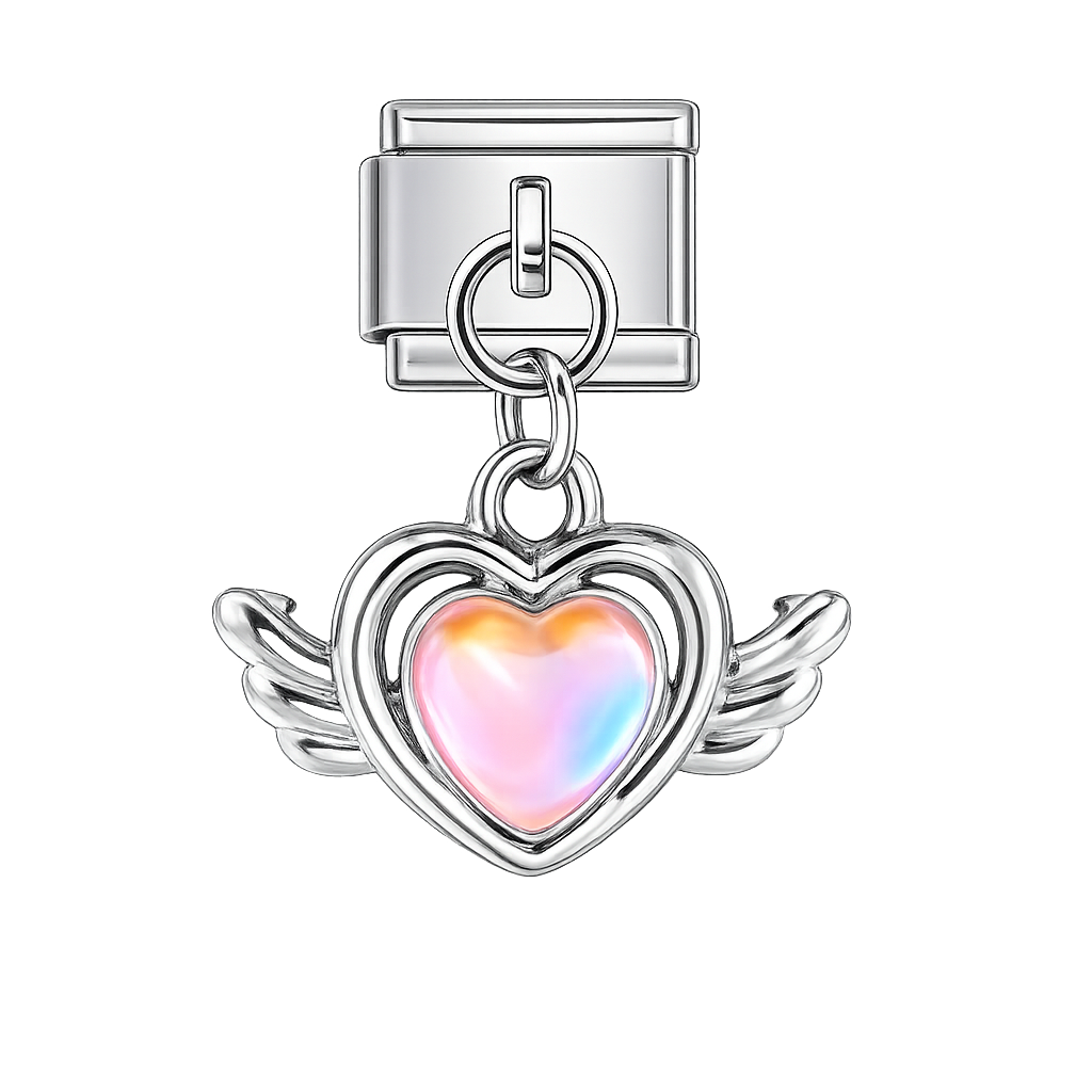 Charm colgante corazón con alas