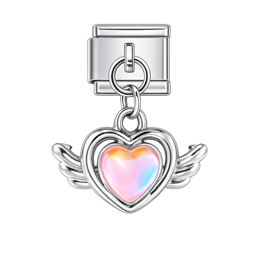 Charm colgante corazón con alas