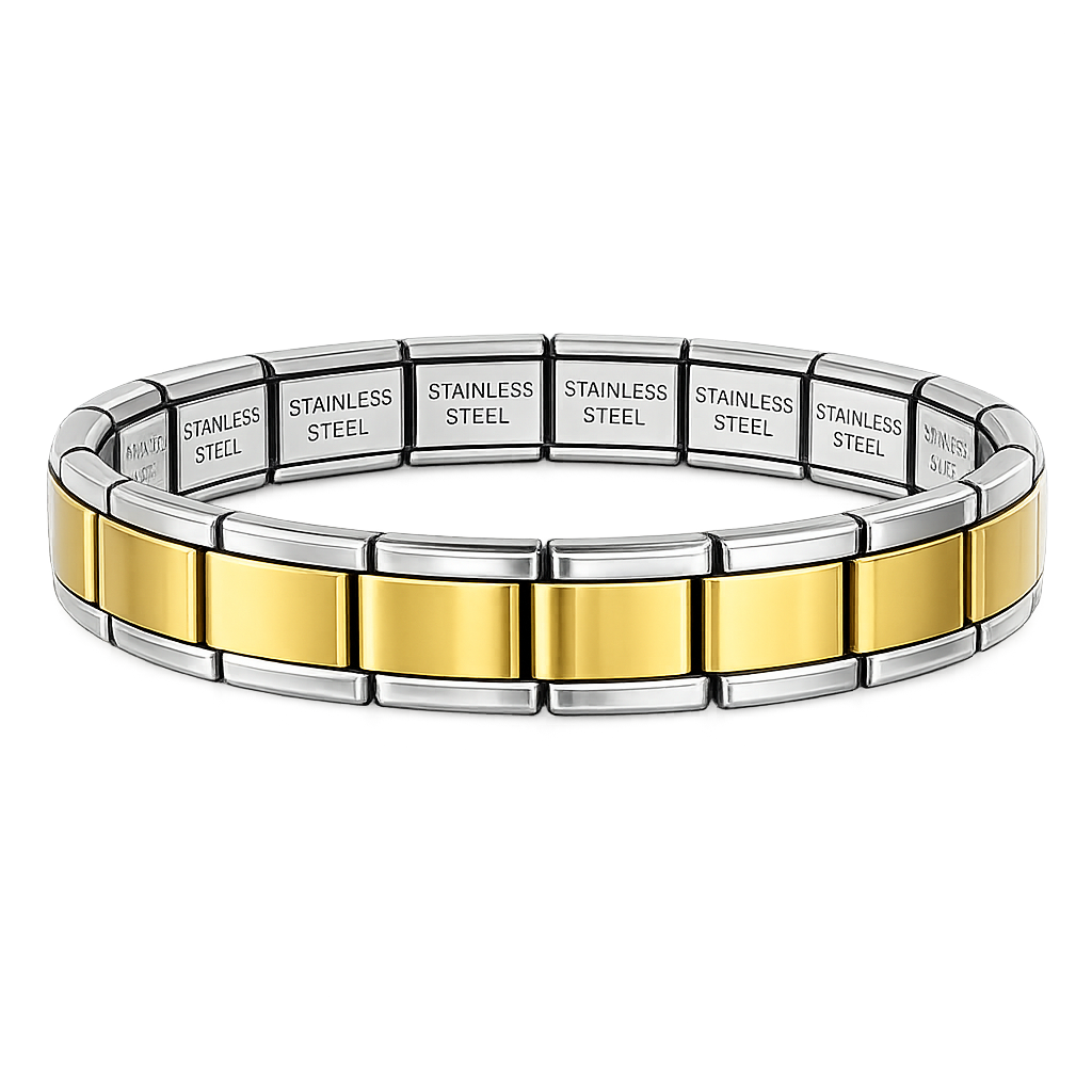 Brazalete dorado con bordes plateados