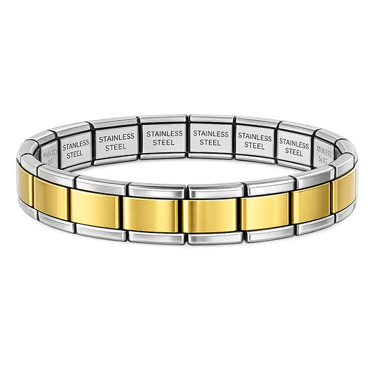Brazalete dorado con bordes plateados