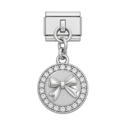Charm colgante lazo plateado