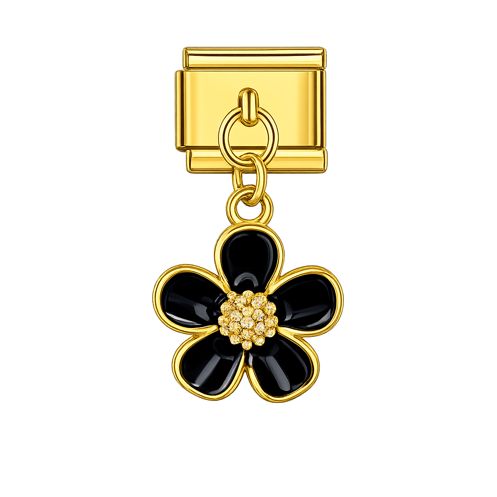 Charm colgante flor negra