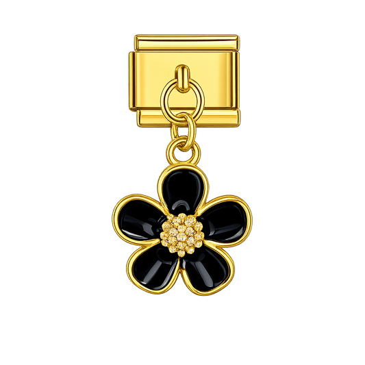 Charm colgante flor negra