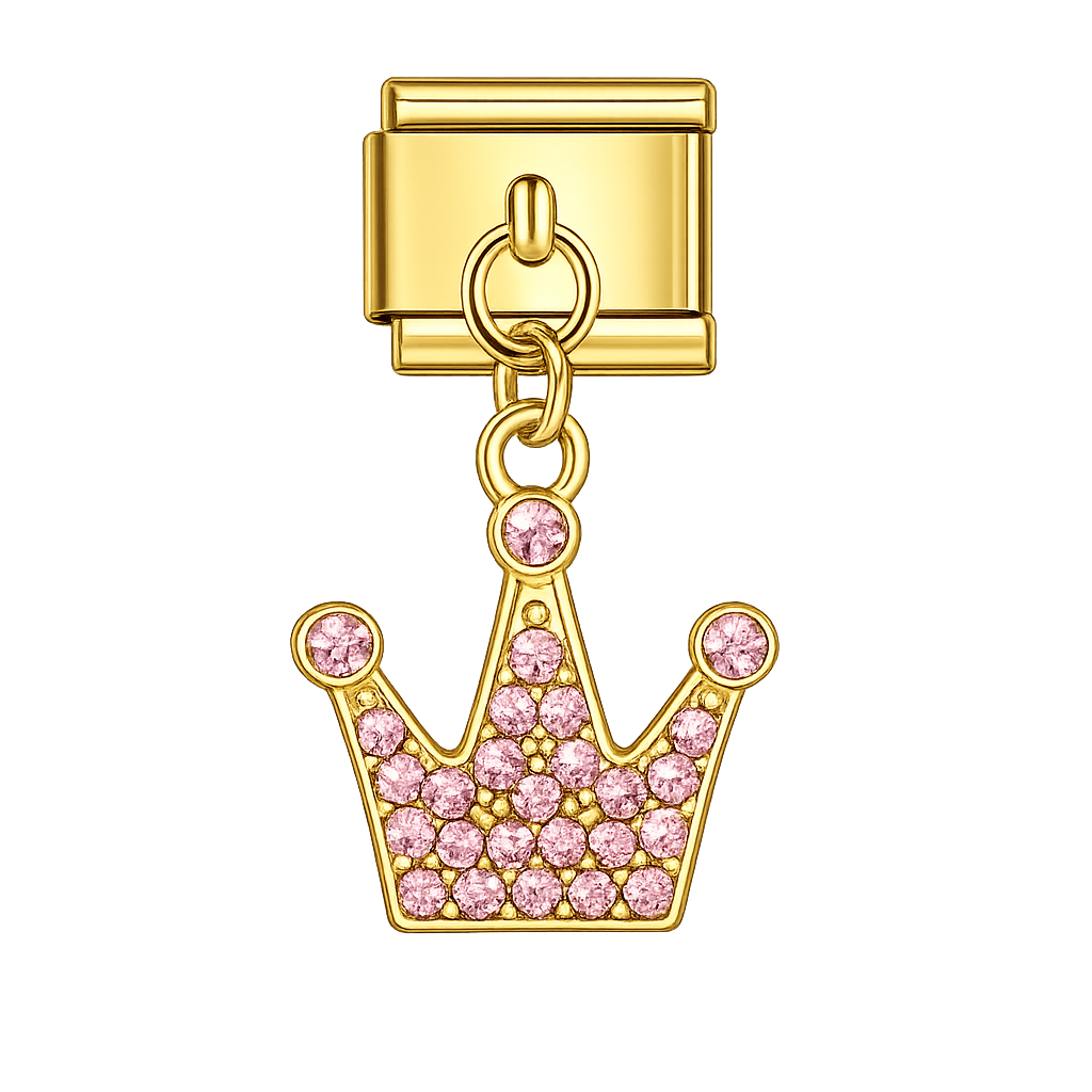 Charm colgante corona rosada
