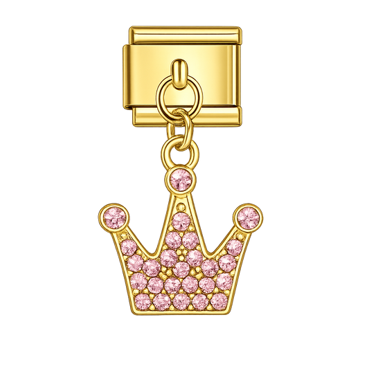 Charm colgante corona rosada