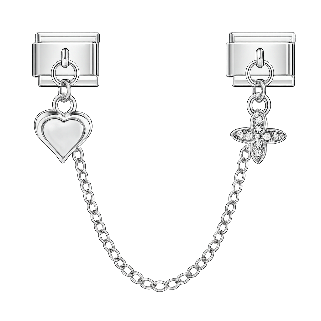 Charm cadena corazon y trebol