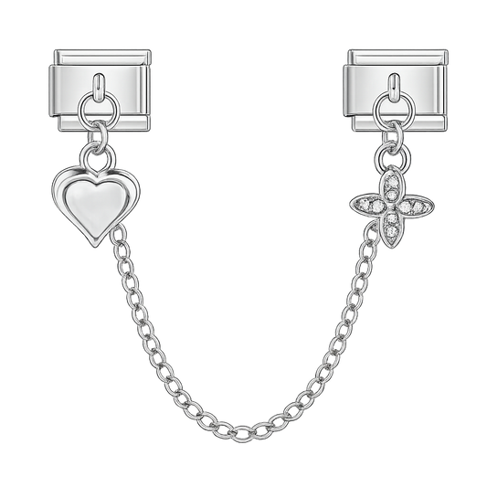 Charm cadena corazon y trebol