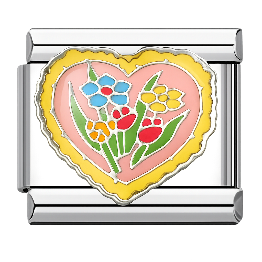 Charms corazon con flores