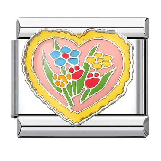 Charms corazon con flores