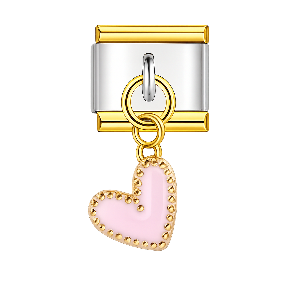 Charm colgante corazon rosado