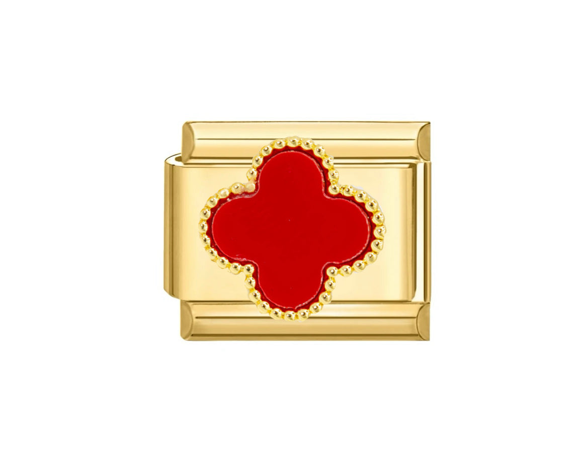 Charm trébol rojo