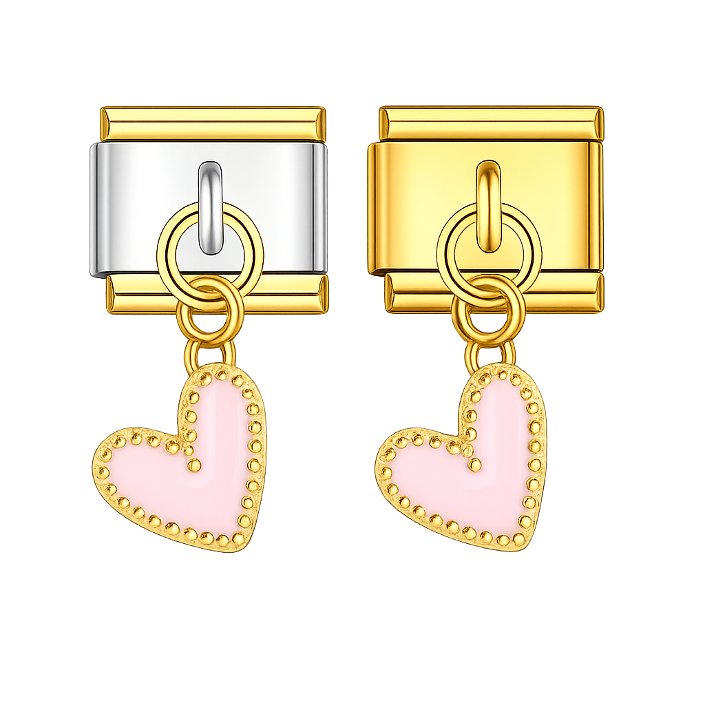 Charm colgante corazon rosado