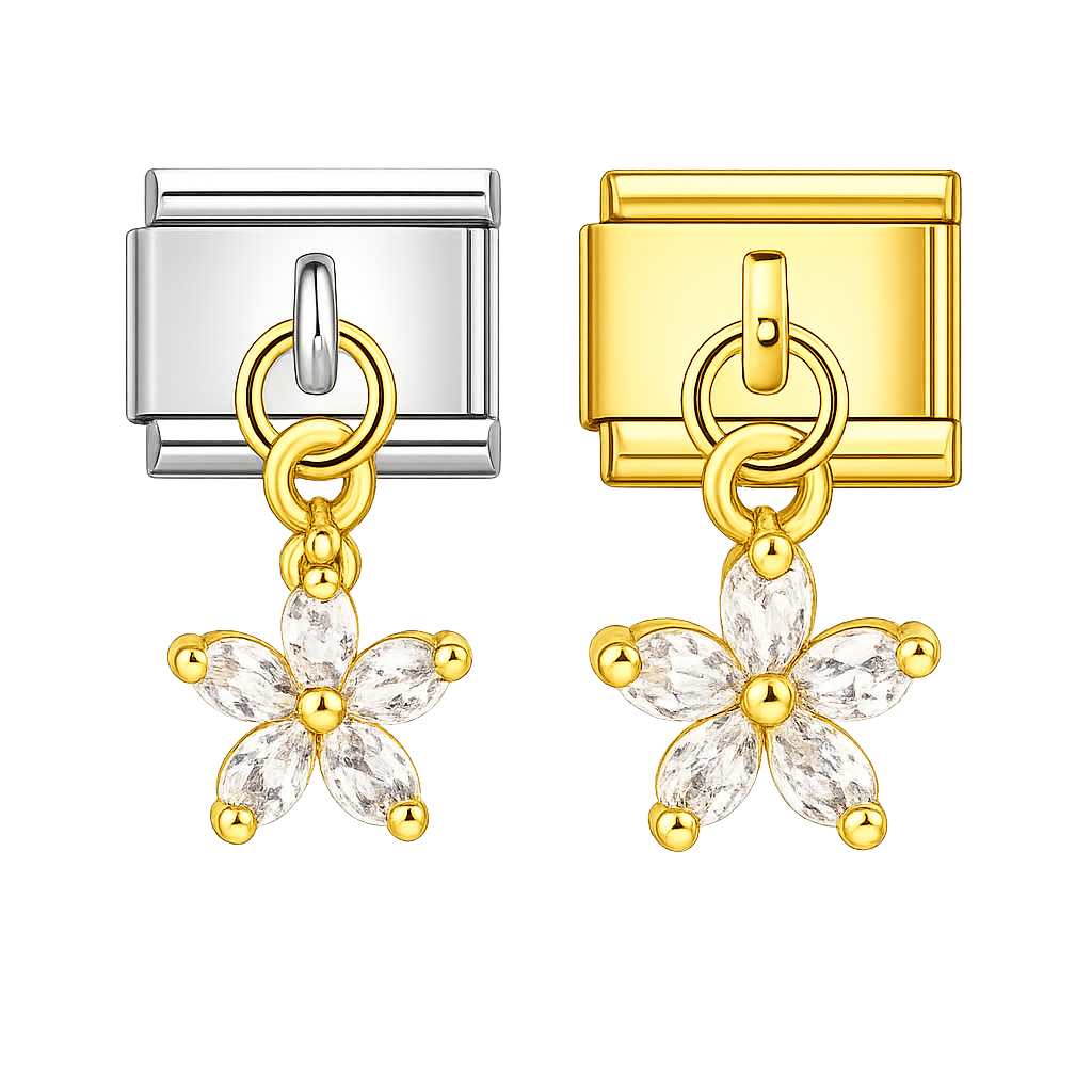 Charm colgante flor plateada