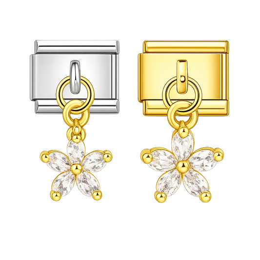 Charm colgante flor plateada