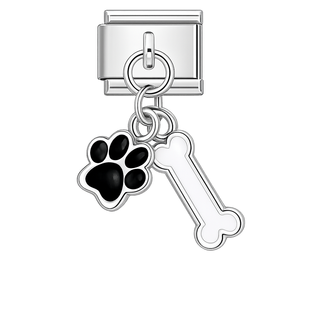 Charm colgante huellita y hueso