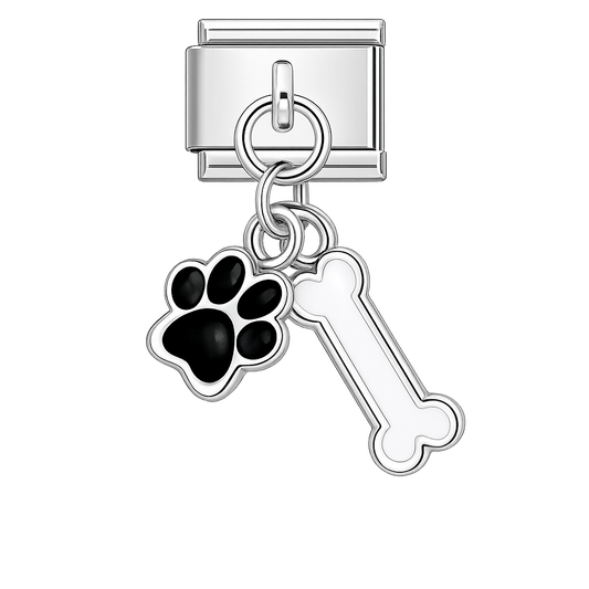 Charm colgante huellita y hueso