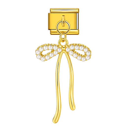 Charm colgante lazo con perlitas