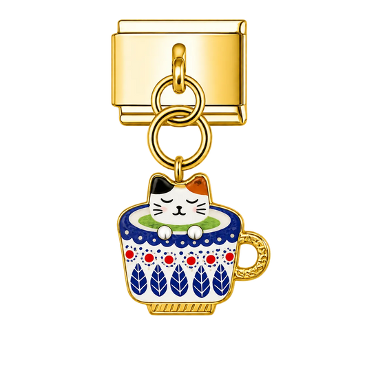 Charm colgante gatito en taza